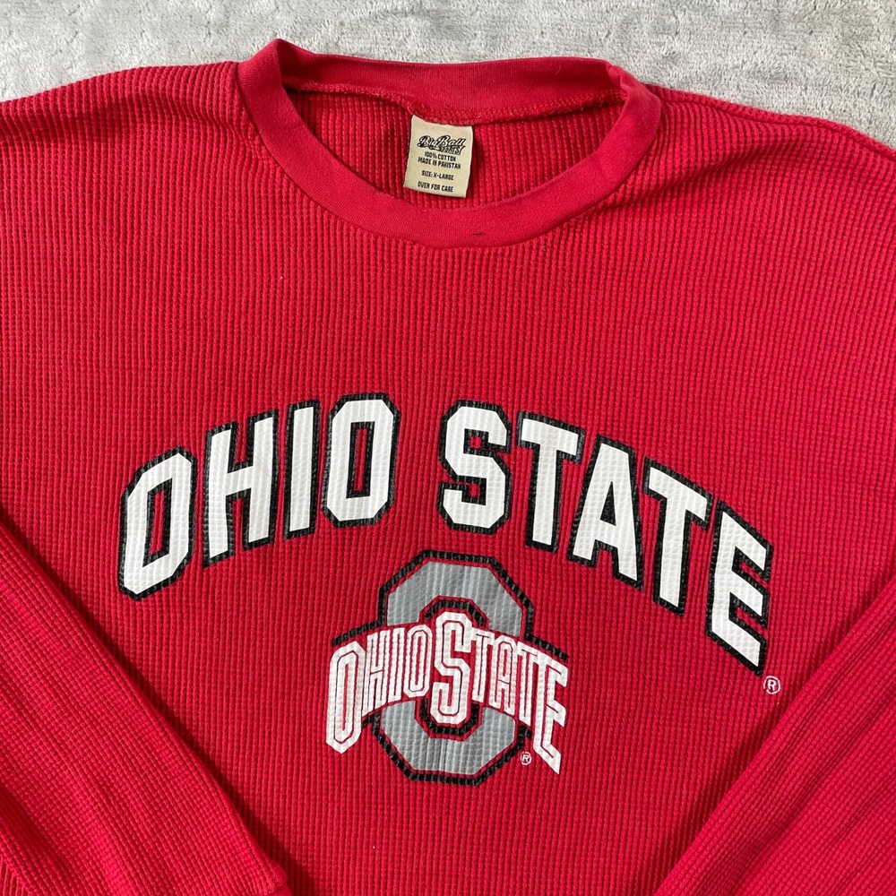 Ohio State Buckeyes Shirt Vintage Mens XL Red Waffle Knit Football College NCAA - Picture 3 of 10